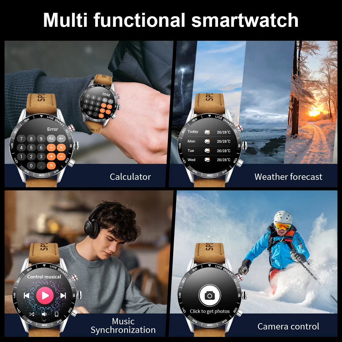 LIGE 2024 Neue robuste militärische GPS-Smartwatch für Herren, AMOLED-HD-Bildschirm, Herzfrequenz, Bluetooth-Anruf, wasserdichte Outdoor-Smartwatch