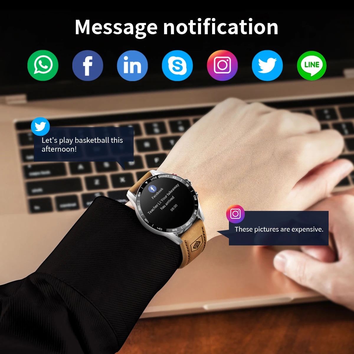LIGE 2024 Neue robuste militärische GPS-Smartwatch für Herren, AMOLED-HD-Bildschirm, Herzfrequenz, Bluetooth-Anruf, wasserdichte Outdoor-Smartwatch