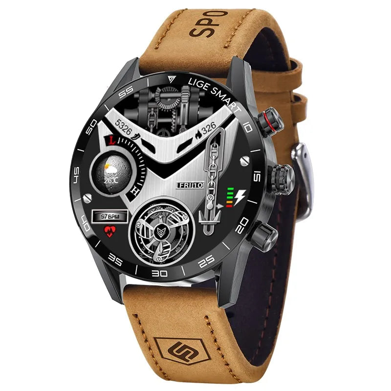 LIGE 2024 Neue robuste militärische GPS-Smartwatch für Herren, AMOLED-HD-Bildschirm, Herzfrequenz, Bluetooth-Anruf, wasserdichte Outdoor-Smartwatch