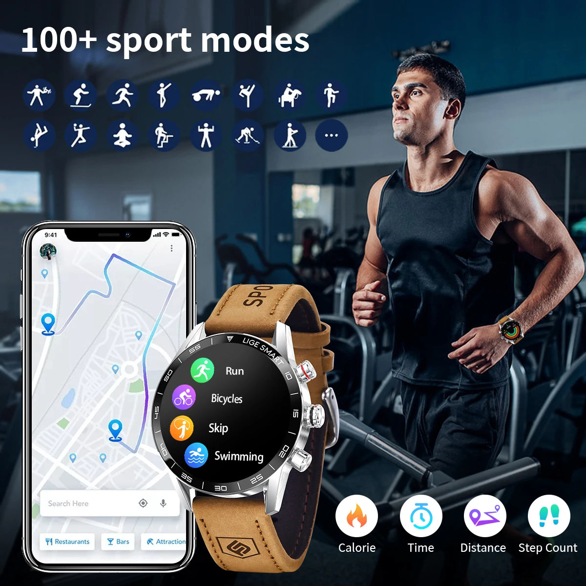 LIGE 2024 Neue robuste militärische GPS-Smartwatch für Herren, AMOLED-HD-Bildschirm, Herzfrequenz, Bluetooth-Anruf, wasserdichte Outdoor-Smartwatch