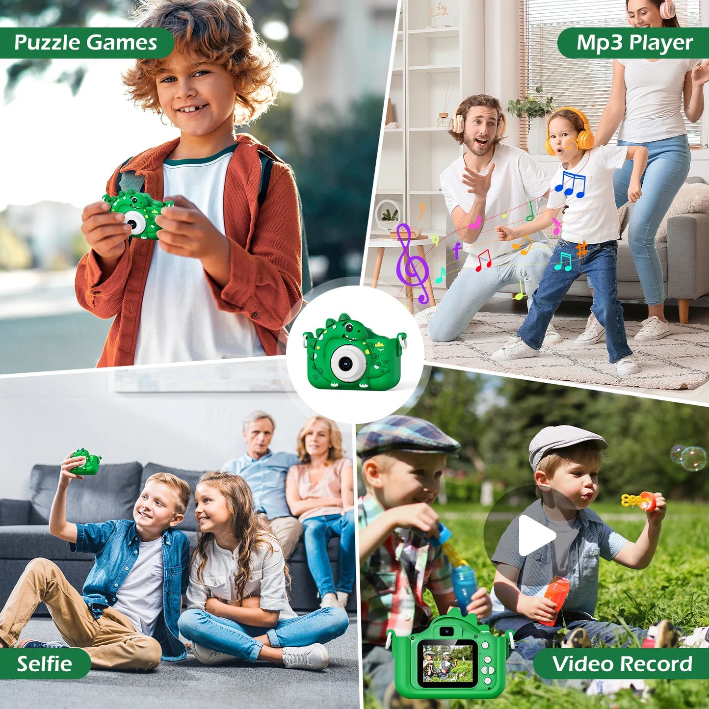 Kids Toy Cameras Dinosaur Digital Camera 1080P HD Outdoor Photography With 32GB Card Silicone case for Halloween Christmas Gifts