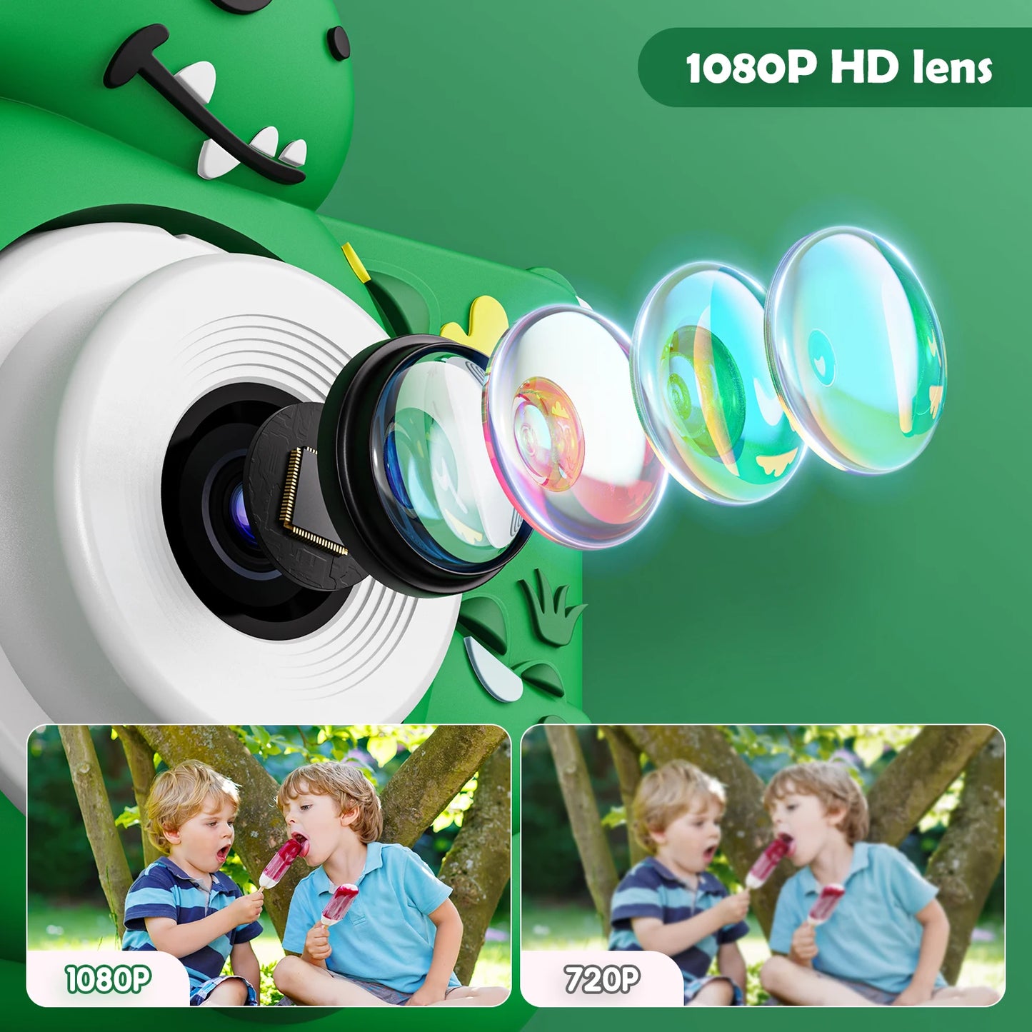 Kids Toy Cameras Dinosaur Digital Camera 1080P HD Outdoor Photography With 32GB Card Silicone case for Halloween Christmas Gifts