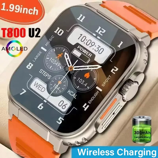 LAXASFIT New T800 U2 Smart Watch Men's Women's Sports Tracking Bluetooth Talk BT Music Game Wireless Charging Smart Watch