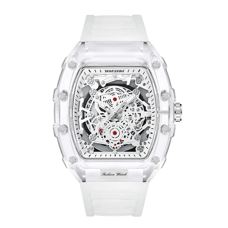 High End Calendar Luminous Personalized Barrel Shaped Silicone Quartz Watch, Fashionable Transparent MEN'S Watch