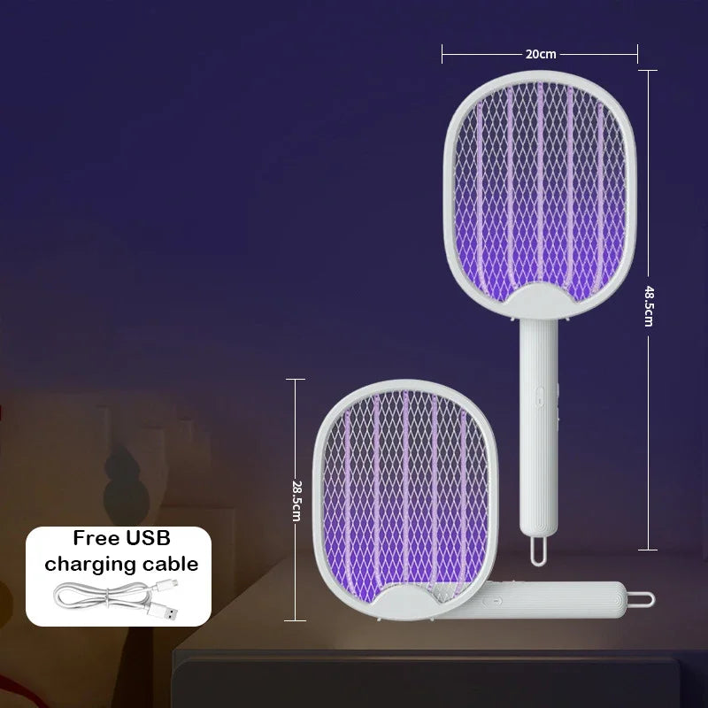 USB Electric Fly Swatter 3000V Mosquito Killer Racket Foldable UV Light Bug Zapper Insect Trap for Camping Home Garden