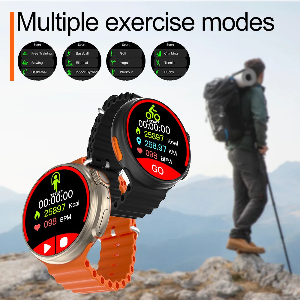 KESHUYOU 2025 New Round Smartwatch Ultra 9 Bluetooth Phone Smartwatch Wireless Charger Sports Smart Watch Android for IOS