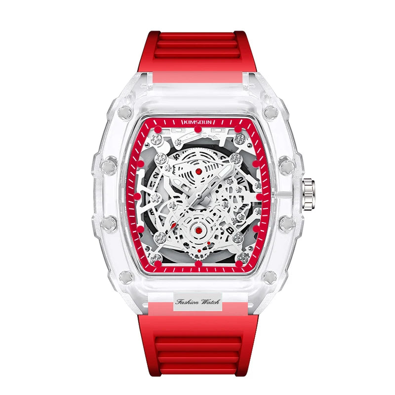 High End Calendar Luminous Personalized Barrel Shaped Silicone Quartz Watch, Fashionable Transparent MEN'S Watch