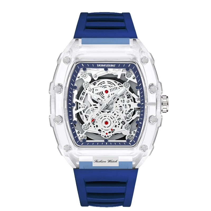 High End Calendar Luminous Personalized Barrel Shaped Silicone Quartz Watch, Fashionable Transparent MEN'S Watch