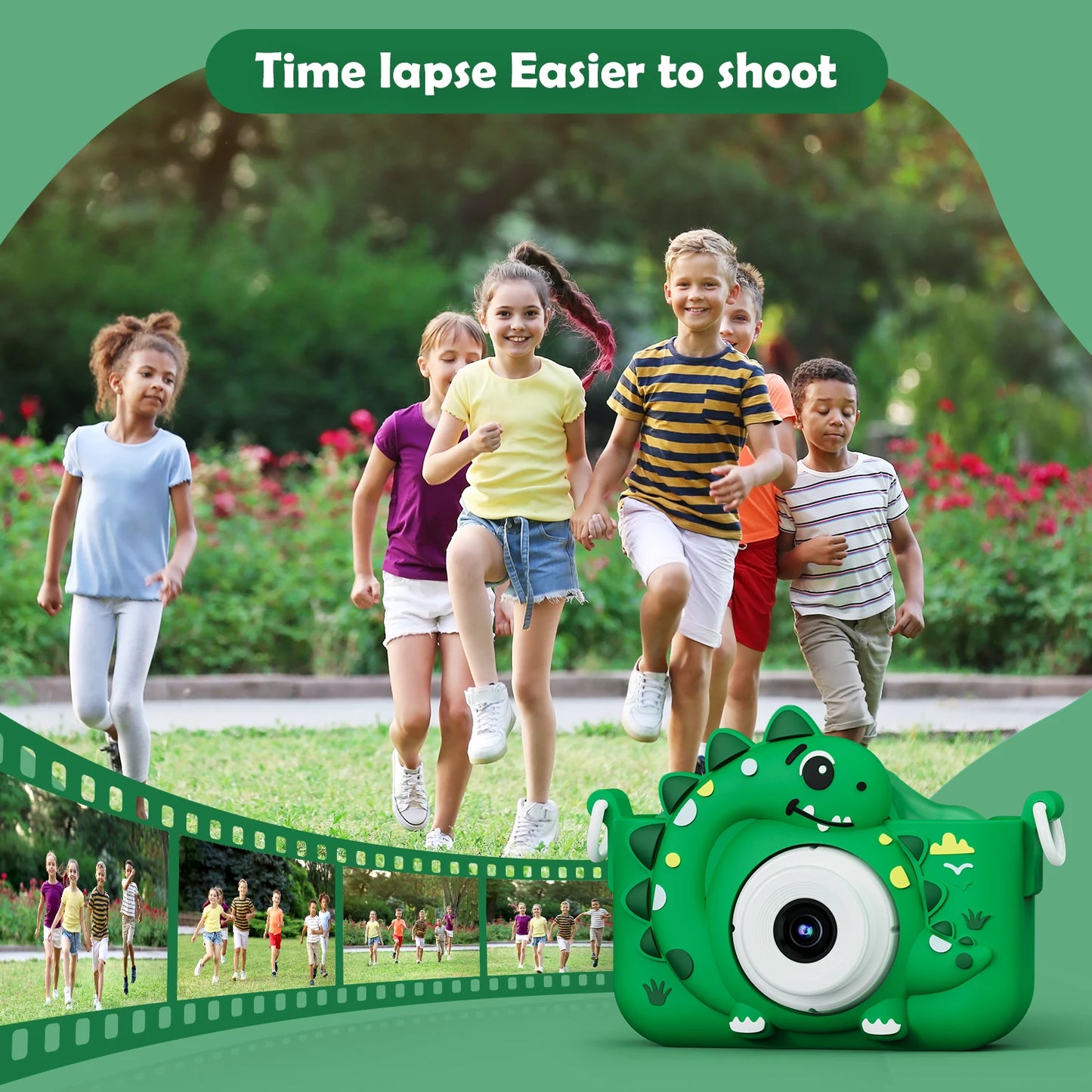 Kids Toy Cameras Dinosaur Digital Camera 1080P HD Outdoor Photography With 32GB Card Silicone case for Halloween Christmas Gifts