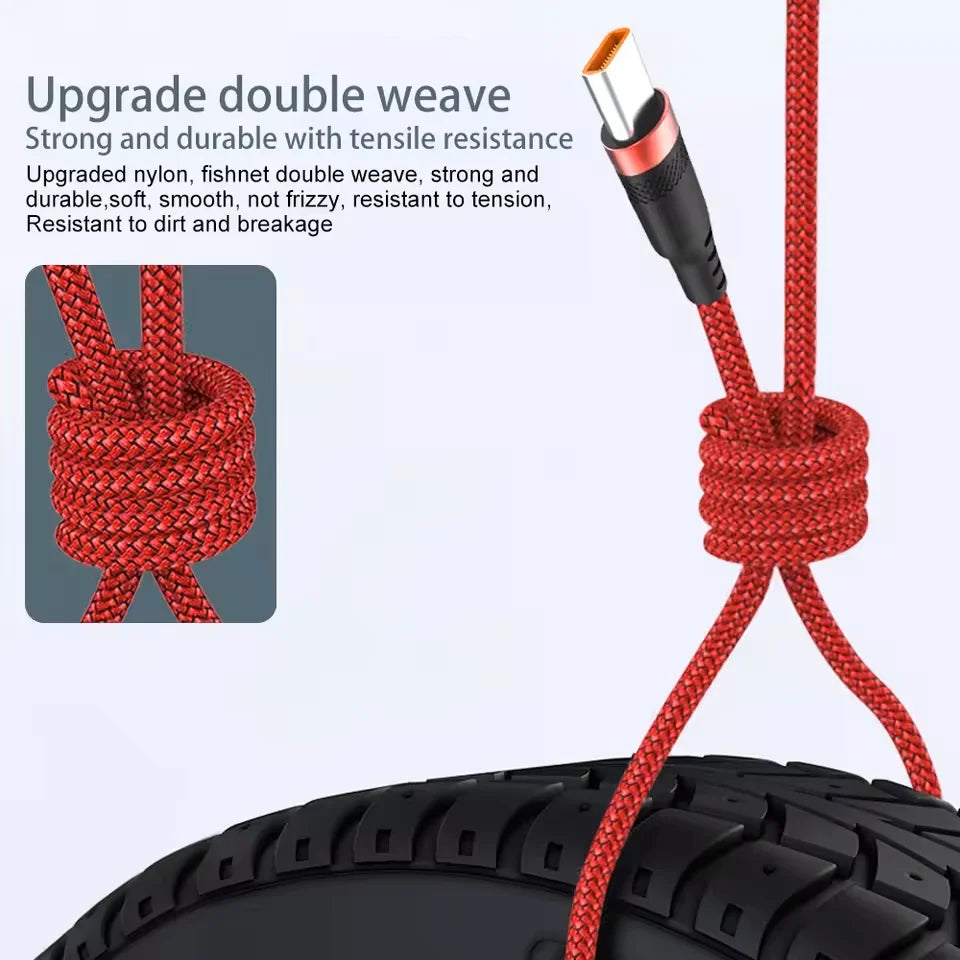 6A USB TYPE C Fast Charge Cable USB C Extend Charging Cable For IPhone 15 16 Huawei Samsung Xiaomi Quick Charging Phone Cable