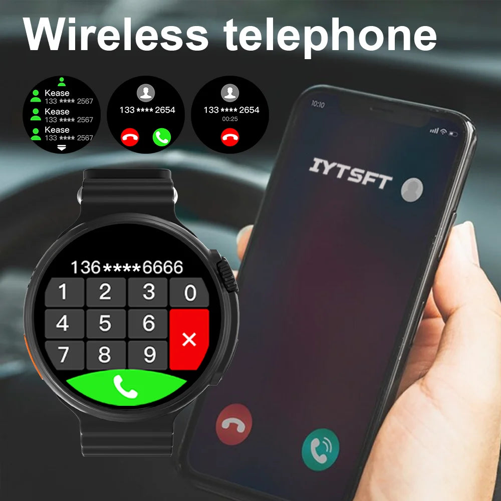 KESHUYOU 2025 New Round Smartwatch Ultra 9 Bluetooth Phone Smartwatch Wireless Charger Sports Smart Watch Android for IOS